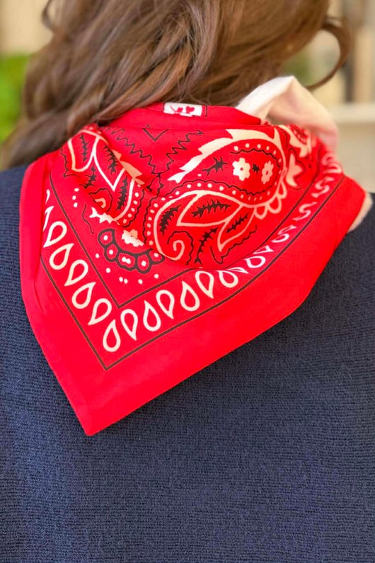 Western Bandana Triangle Silk Neckerchief Red